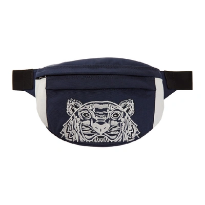 Shop Kenzo Navy & White Limited Edition Colorblock Tiger Bum Bag