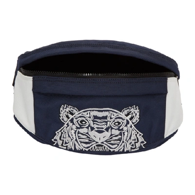 Shop Kenzo Navy & White Limited Edition Colorblock Tiger Bum Bag