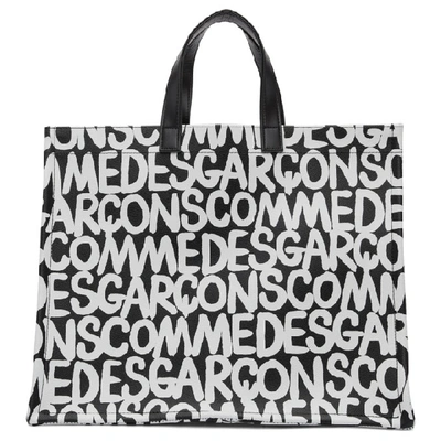 Shop Comme Des Garçons Comme Des Garcons Black And White Printed Tote In 1 Black