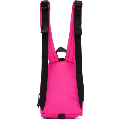 Shop Msgm Pink Mini Logo Backpack In 15 Fuchsia