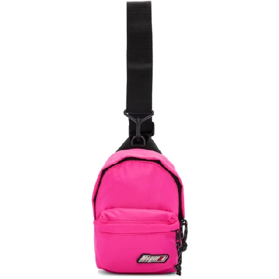 Shop Msgm Pink Mini Logo Backpack In 15 Fuchsia