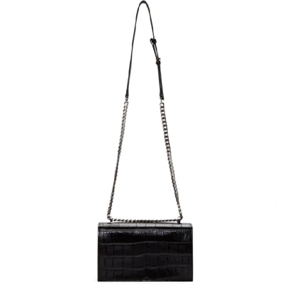 Shop Alexander Mcqueen Black Croc Jewelled Satchel In 1000 Black