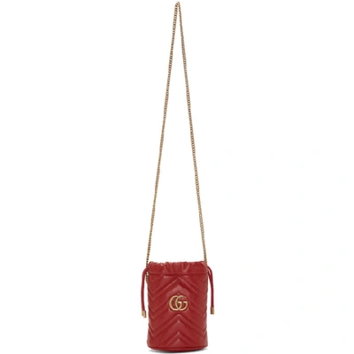 Shop Gucci Red Mini Gg Marmont Bucket Bag In 6433 Red