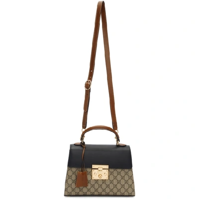 Shop Gucci Brown Small Gg Supreme Padlock Bag In 9785 Brown