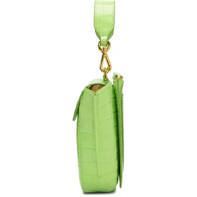 Shop Wandler Green Croc Mini Hortensia Bag In Croco Toxic