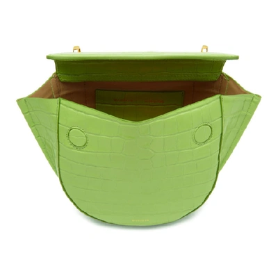 Shop Wandler Green Croc Mini Hortensia Bag In Croco Toxic