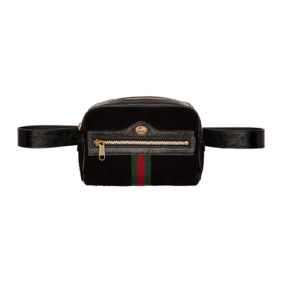 Shop Gucci Black Suede Ophidia Belt Bag In 1060 Black