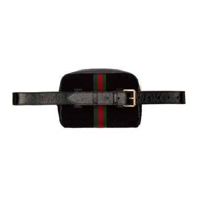 Shop Gucci Black Suede Ophidia Belt Bag In 1060 Black