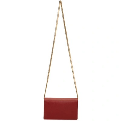 Shop Gucci Red Mini Gg Marmont Chain Bag