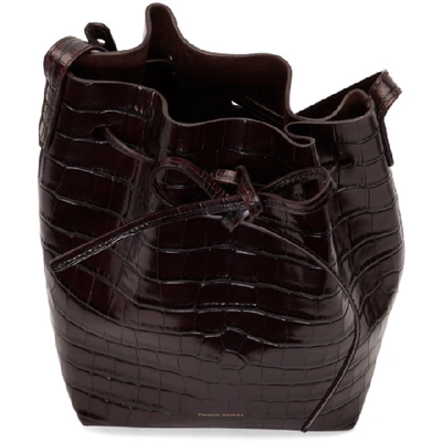 Shop Mansur Gavriel Burgundy Croc Mini Bucket Bag In Classic