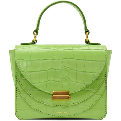 Shop Wandler Green Croc Mini Luna Bag