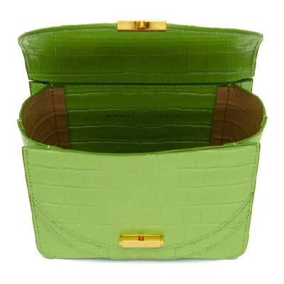 Shop Wandler Green Croc Mini Luna Bag