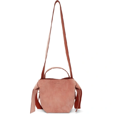 Shop Acne Studios Pink Suede Mini Musubi Bag