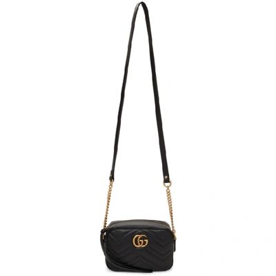 Shop Gucci Black Mini Gg Marmont Camera Bag In 1000 Black