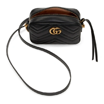 Shop Gucci Black Mini Gg Marmont Camera Bag In 1000 Black
