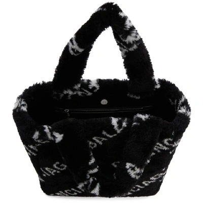 Shop Balenciaga Black Xs Faux-fur Everyday Tote In 1090 Black/