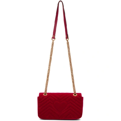 Shop Gucci Red Velvet Small Gg Marmont 2.0 Bag In 6433 Red