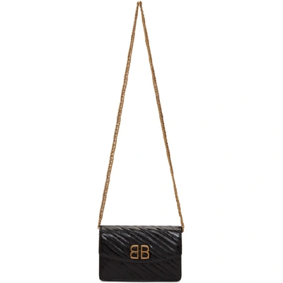 Shop Balenciaga Black Bb Chain Wallet Bag