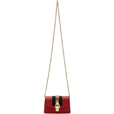 Shop Gucci Red Mini Sylvie Chain Bag In 6473 Red
