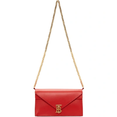 Shop Burberry Red Small Tb Envelope Bag