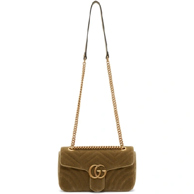 Shop Gucci Tan Velvet Small Gg Marmont 2.0 Bag In 2807 Tan