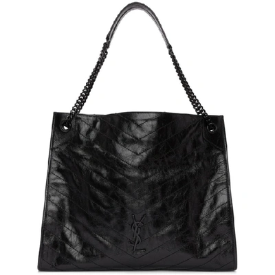 Shop Saint Laurent Black Large Quilted Tote Bag