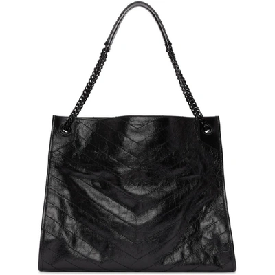 Shop Saint Laurent Black Large Quilted Tote Bag