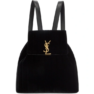 Saint Laurent Black Velvet Vicky Backpack In 1000 Black ModeSens