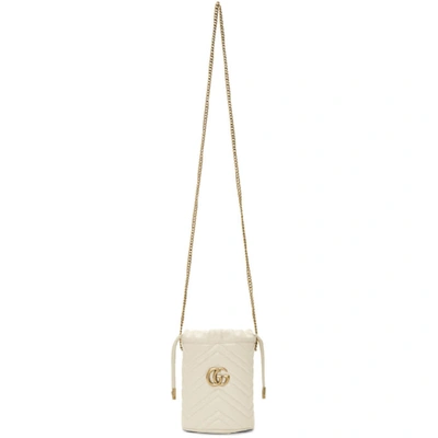 Shop Gucci White Mini Gg Marmont Bucket Bag