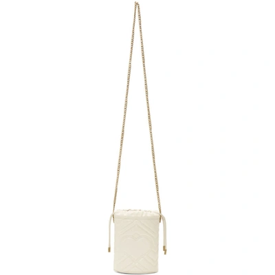 Shop Gucci White Mini Gg Marmont Bucket Bag