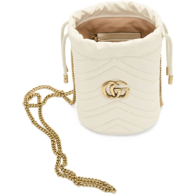 Shop Gucci White Mini Gg Marmont Bucket Bag