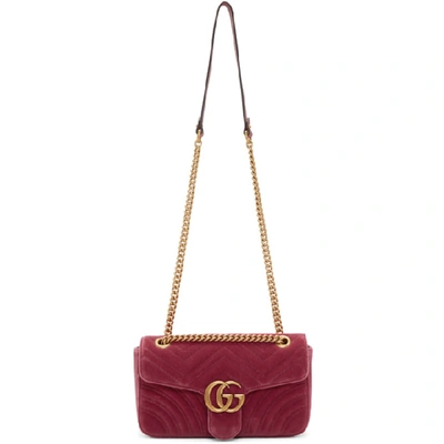 Shop Gucci Pink Velvet Small Gg Marmont 2.0 Bag In 5532 Pink