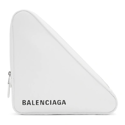Shop Balenciaga White Medium Triangle Pouch In 9000 White