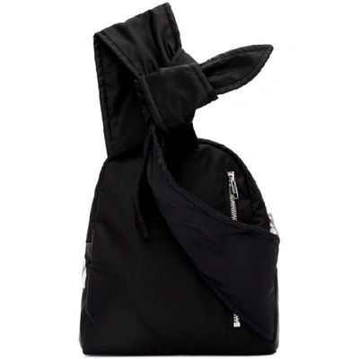 Shop Mcq By Alexander Mcqueen Mcq Alexander Mcqueen Black Knotted Swallow Sling Backpack In 1006 Blk/wh