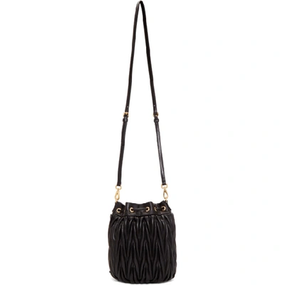 Shop Miu Miu Black Quilted Bucket Bag