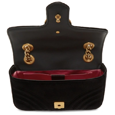 Shop Gucci Black Velvet Mini Gg Marmont 2.0 Bag In 1000 Black