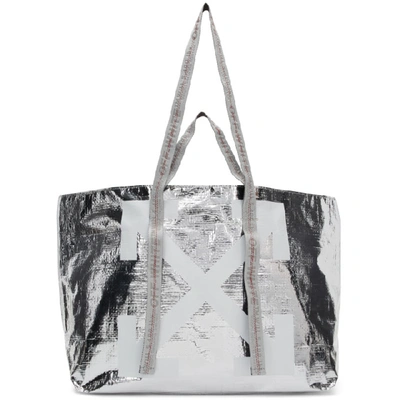 Shop Off-white Silver New Commercial Tote In Silver/white