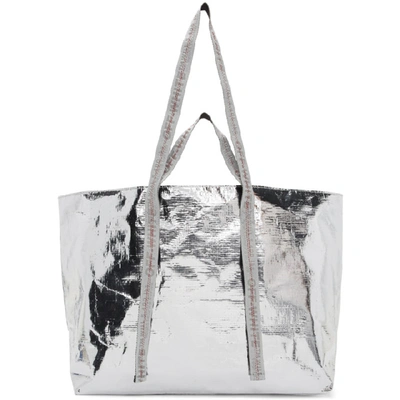 Shop Off-white Silver New Commercial Tote In Silver/white
