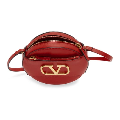 Shop Valentino Red  Garavani Vlogo Round Shoulder Bag In Rouge Pur