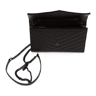 Shop Saint Laurent Black Small Monogramme Chain Wallet Bag