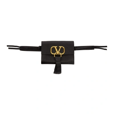 Shop Valentino Black  Garavani Vring Belt Bag In 0no Black