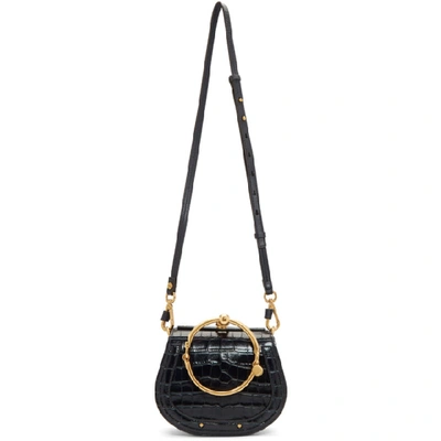 Shop Chloé Chloe Blue Small Nile Bracelet Bag In 4d4 Full Bl