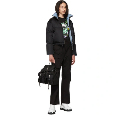 Shop Prada Black Studded Nylon Backpack