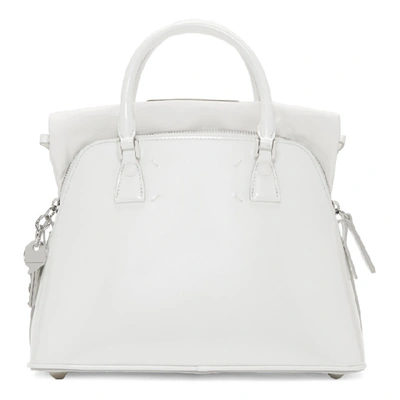 Shop Maison Margiela White Medium Patent 5ac Bag