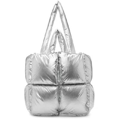 Shop Off-white Silver Nylon Small Puffy Tote