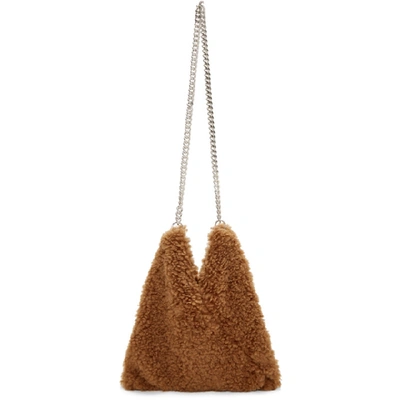 Shop Mm6 Maison Margiela Brown Sherpa Japanese Chain Bag In T2204 Camel