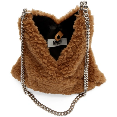Shop Mm6 Maison Margiela Brown Sherpa Japanese Chain Bag In T2204 Camel