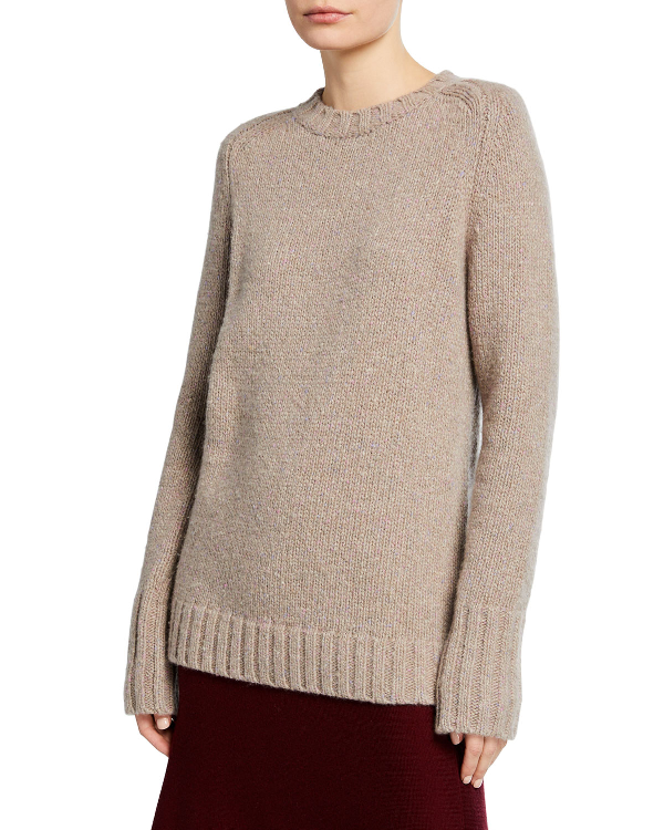 Gabriela Hearst Donegal Cashmere Crewneck Sweater In Taupe | ModeSens