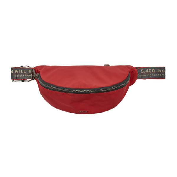 red and white fanny pack