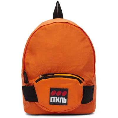 Shop Heron Preston Orange Fanny Pack Backpack